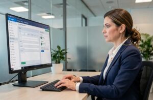 Page de connexion à l'extranet AXA affichée sur un écran d'ordinateur